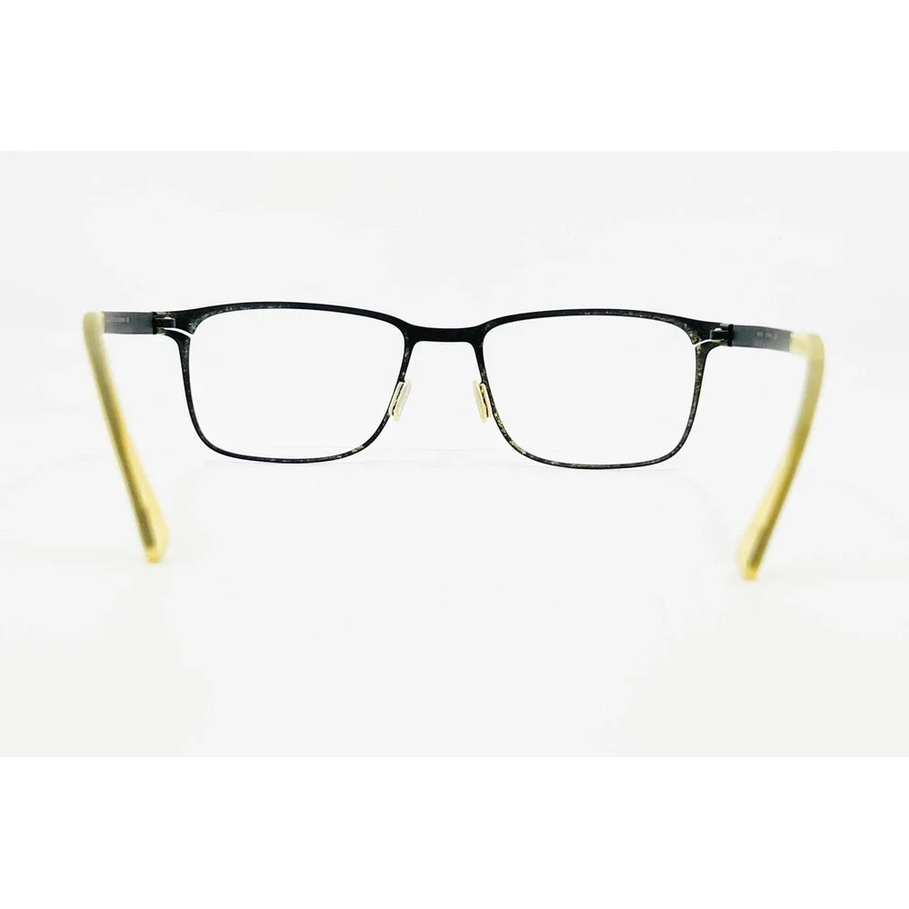 Mykita Eyeglasses Mens Black Gold Square Frame 55-18-140